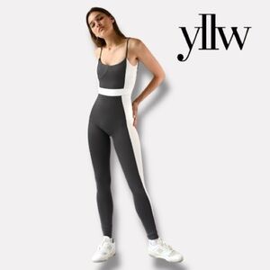 Yellow The Label Mackenzie Belted Bodysuit in Charcoal Grey- Size Small